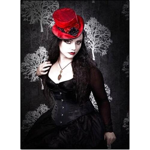 5D DIY Diamond Painting Gothic Woman Picture Of Rhinestones Diamond Embroidery Round drill Girl Mosaic Cross Stitch A548