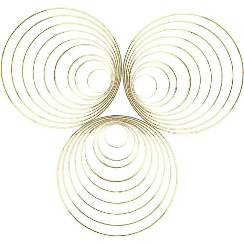 9/10pcs Metal Hoops 5cm-40cm Catcher Rings Macrame Handmade Wind Chime Hanging Decor DIY Craft Dream Macrame Gold Floral Home