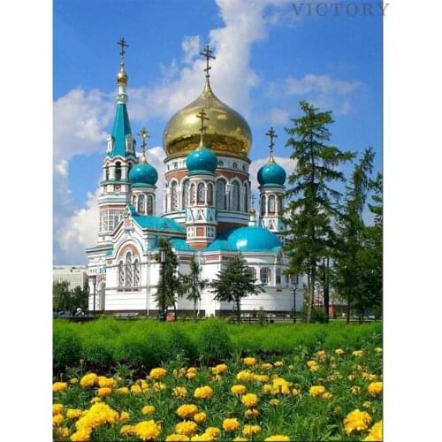 Full Square Drill 5D Diy Diamond Painting Russia Church Building Diamond Embroidery Sale Pictures of Rhinestones Home Decor Gift