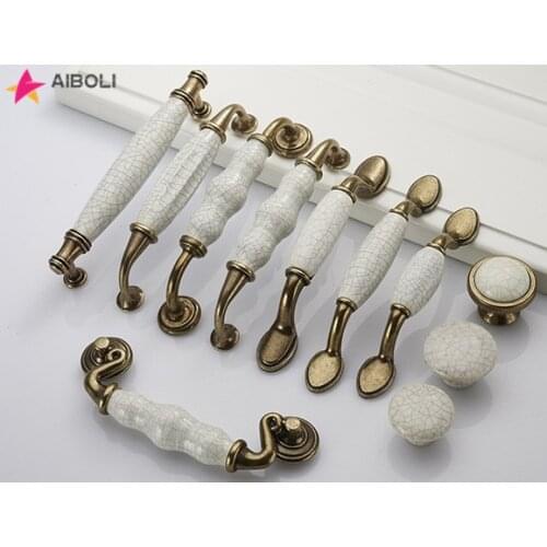White Ceramic Door Handles Kitchen Furniture Cabinet Knobs And Handles Cupboard Handles Drawer Door Knobs Handles