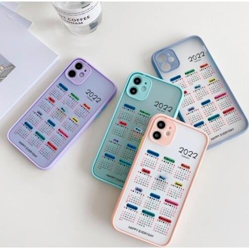 Phone Case calendar 2021 for IPhone 6S 7 8 Plus for IPhone 12 11 Pro Max mini X XR XS MAX SE 2 TPU hard Shockproof Back cover