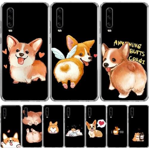 Sexy Cartoon Dog Ass Super Cute Corgi Phone Case For Huawei Mate 30 20 10 P40 P30 P20 P10 Pro Lite P Smart Z Plus 2019 2018 Cove