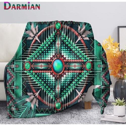 DARMIAN Green Tribe Artwork Pattern Summer Flannel Blanket Bedspread Thick Quilts Warm Sofa Nap Single Blankets Comfort Quilt
