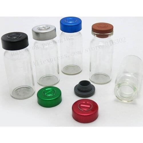Emtpy 10ml Clear Injection Glass Vial With Metal Flip Cap 1/3oz 10cc Transparent Glass Bottle Containers 100pcs