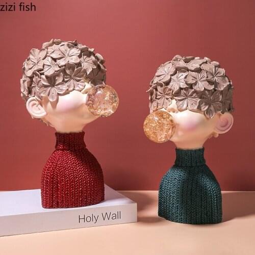 Blowing Bubbles Boy Resin Figure Ornaments Girls Bedroom Decorations Statuette Crafts Home Decoration Accessories Furnishings