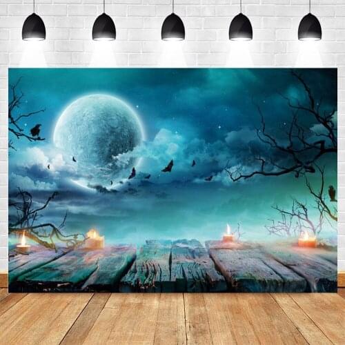 Yeele Halloween Background Photography Night Moon Night Candle Bat Crow Board Backdrop Baby Photographic Photo Studio Photophone