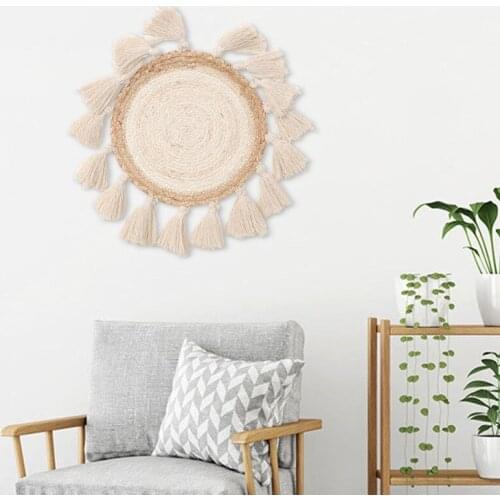 Round Woven Macrame Tassel Tapestry INS Bohemian Tapestries Baskets Home Art Decor Wall Hanging Ornaments Apartment Photo Props