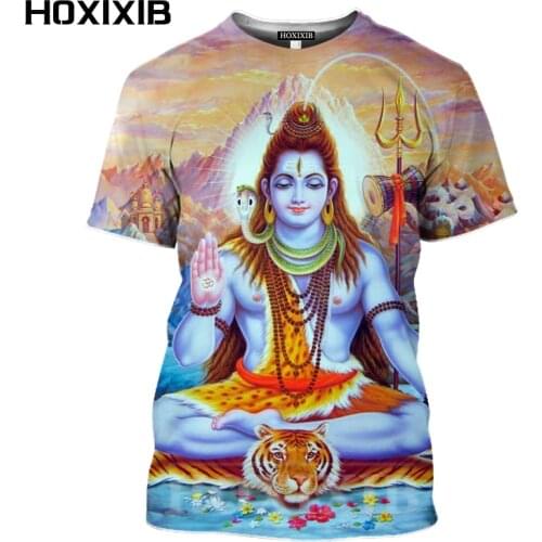 HOXIXIB Shiva T Shirt Men God Bull Nandi Funny Top 3D Printing India Hinduism Vishnu Tshirt Women Belief Ganesh Harajuku Clothes