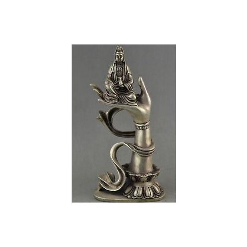 Metal Crafts Old China collection decoration Tibet silver statue sitting Buddha Tibetan Silver Bronze decoration