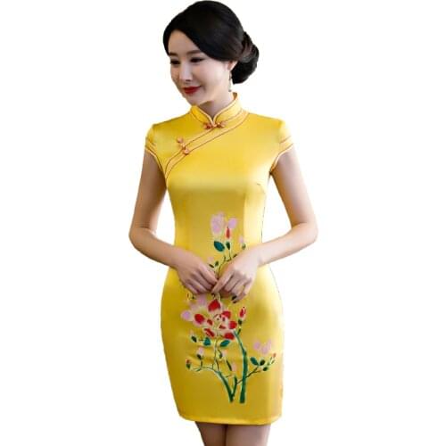 Shanghai Story Short cheongsam Short Sleeve chinese oriental dress Qipao chinese traditional dress 2017 chinese short dresses