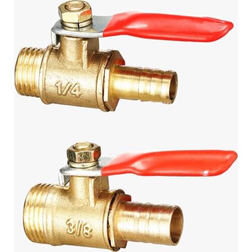 Brass Ball Valve Male Thread 1/4" 3/8" 1/2" To Male Thread Diameter 6 8 10 12mm Hose Inline Shut Off Control Ball Valves,FL21073