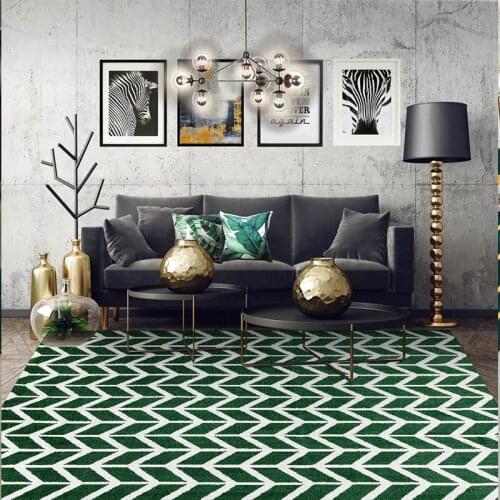 Fashion Green Carpets For Living Room Modern Minimalist Geometric Line Bedroom Rug Home Decor Bedroom Non-Slip Floor Mat Carpet