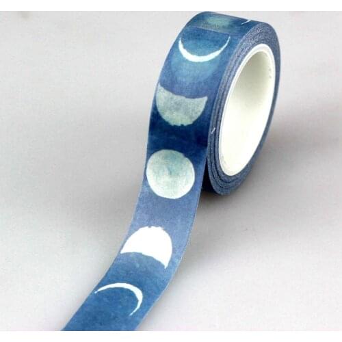 Moon Blue Washi Tape Japanese Paper 1.5*10meter Kawaii Scrapbooking Tools Masking Tape Christmas Photo Album Diy Decorative Tape