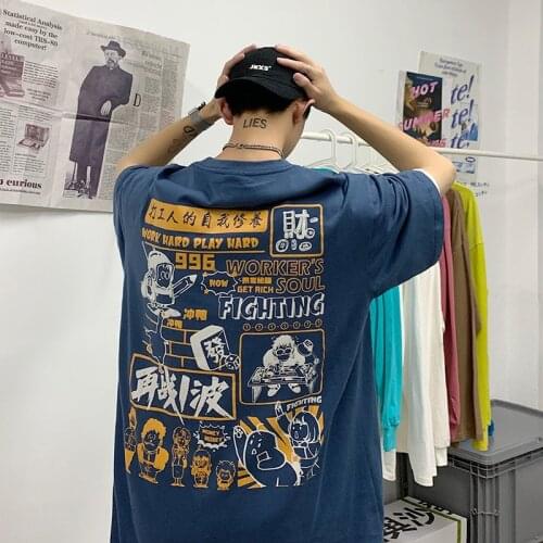 Men and women couples T-shirt summer new trend cotton round neck top clothes short-sleeved Loose Tee Tops