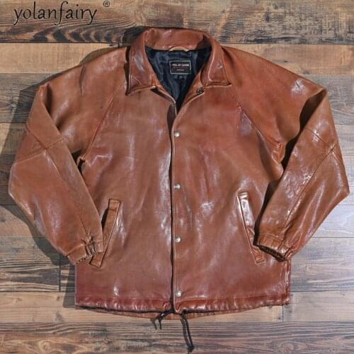 High Quality Genuine Leather Jacket Men Spring 2021 Vintage Sheepskin Coat Casual Mens Jacket Chaquetas Hombre Pph4661