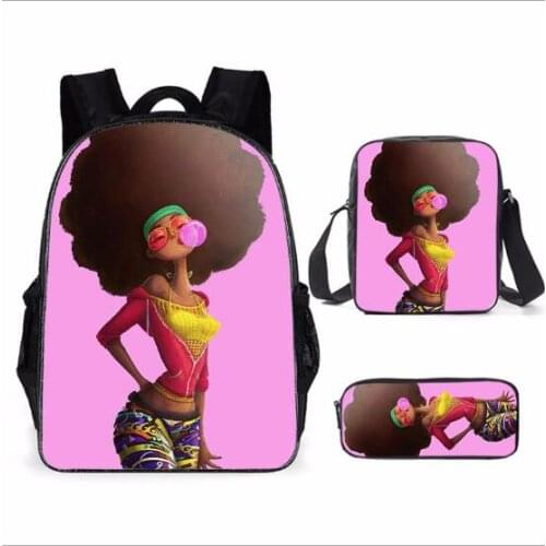 Black Queen African American Girls Printing School bag Set for Teenage Girls Bookbag Children Kids Schoolbags