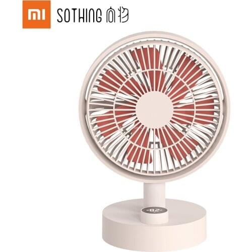 Xiaomi Sothing Desktop Fan Digital Display Shaking Head USB Fan Stepless Wind Speed Low Noise Portable Plume Version For Office