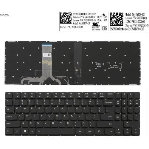 US QWERTY Layout New Replacement Keyboard for Lenovo Legion Y545 Y545-PG0 Laptop White backlit Black Edge
