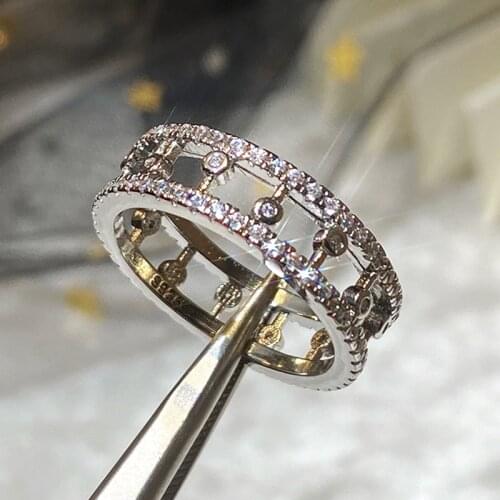 New Hollow Womens Jewelry Retro Double Row Zircon Musical Note Ring High Sensation Index Finger Engagement Ring Jewelry