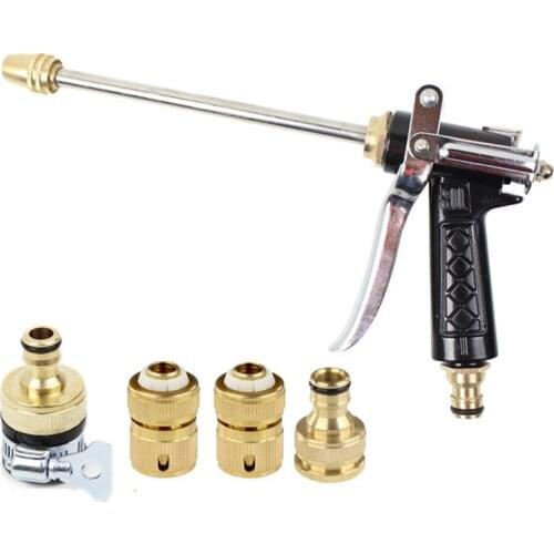 New Long Tube Metal Adjustable Spray Gun Multifunctional Shower High Pressure Cleaning Car Water Gun Nozzle Garden Portable Weap