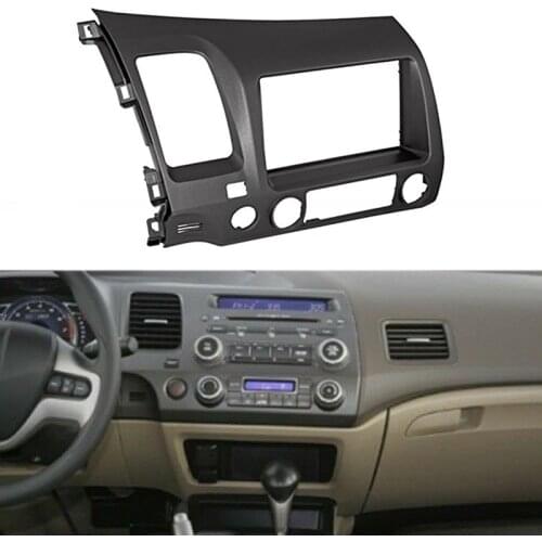 NEW-Grey Double Din Car Radio Dash Kit Wiring Harness Fits for 2006-2011 Honda Civic