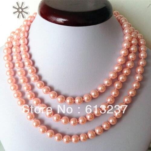 Charms pink classical round shell simulated-pearl 8mm 10mm 12mm beads new arrival necklace jewelry making 50 inch MY4167