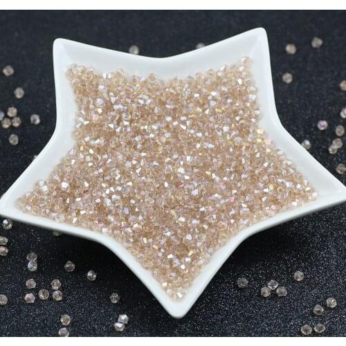 Silver champagne 100pcs/lot DIY Perles 4mm Double Bicone Austria Crystal Glass Spacer Loose Beads for Jewelry Making Handiwork