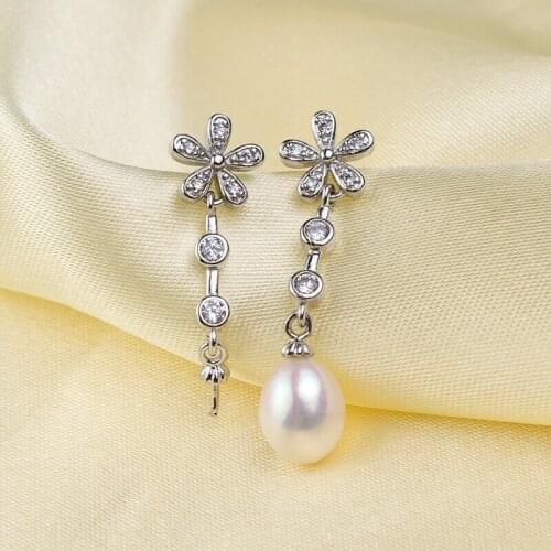 NEW Flower Earrings Mountings Charm Drop Earrings Findings Settings Jewelry Parts Fittings for Pearls Beads Stones Jade