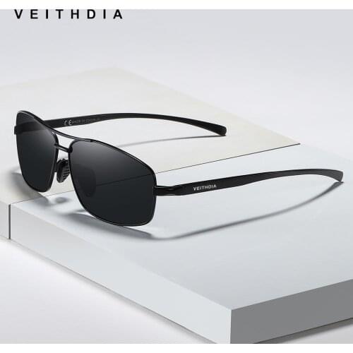 VEITHDIA Brand Polarized Mens Sunglasses Aluminum magnesium Gold Frame Sun Glasses Men Driving Glasses Eyewear Accessories 2458