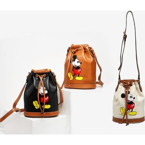 New Disney Mickey Mouse Bucket Bag High Quality Women Shoulder Messenger Bag Cute Fashion Handbag Backpack Gifts for Girls