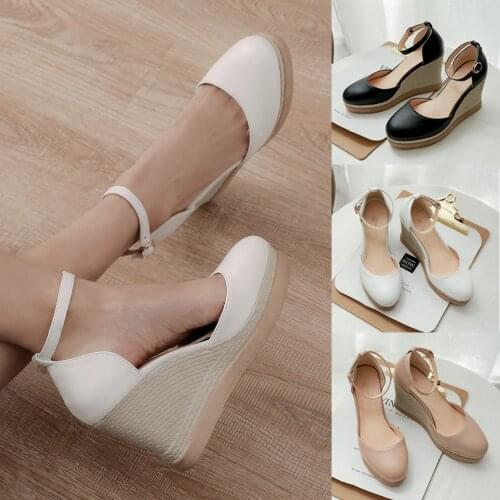 Wedges Heels Pumps Classic Shoes Women Spring Casual Black White Beige Wedge Wedding Office Party Shoes Woman Plus Size