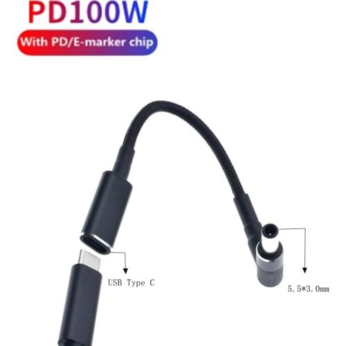 USB C PD Fast Charger Cable for Samsung Laptop Charging Cord 100W Type C Female to DC 5.5*3.0mm 5.5x1.0mm Male Plug Converter