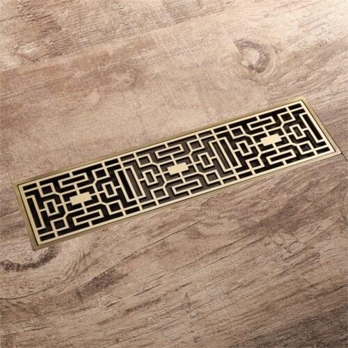 All-copper floor drain, large flow, deodorant, insect-proof, anti-water green bronze rectangular bathroom antique floor drain