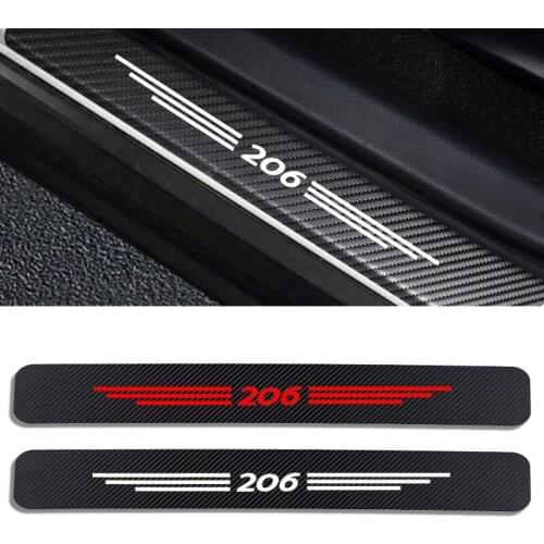 4PCS Carbon Fiber Protector Car Door Sill Plate Cover Sticker For Peugeot 206 Auto Door Threshold Scuff Plate Guards Accessories