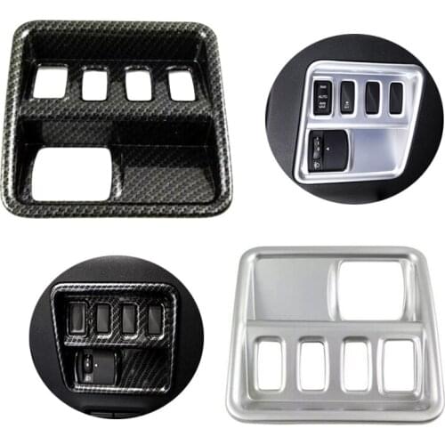 1 Piece Left Hand Side Driving Head Light Lamp Switch Button Cover Frame Trim For Renault Koleos 2017 (ABS Carbon Fiber Style)