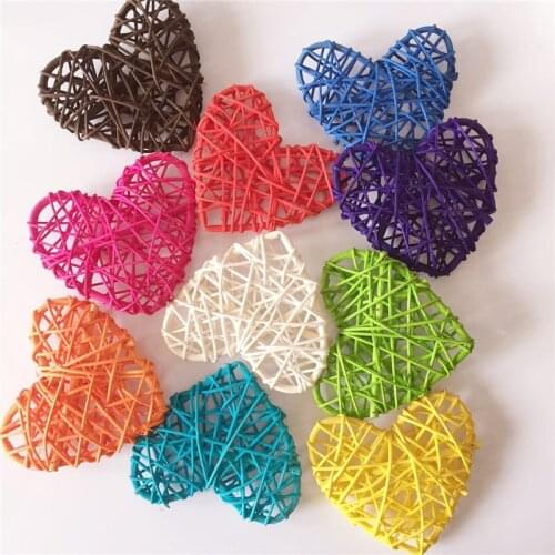 10pcs/lot Colorful 10CM rattan heart home decoration love hearted shaped rattan Christmas wedding decoration (muliti color)