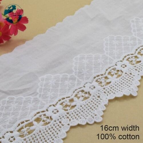 10yard 16cm width 100% Cotton embroid lace sewing ribbon guipure trim wedding lace DIY Garment Accessories african doll lace3919