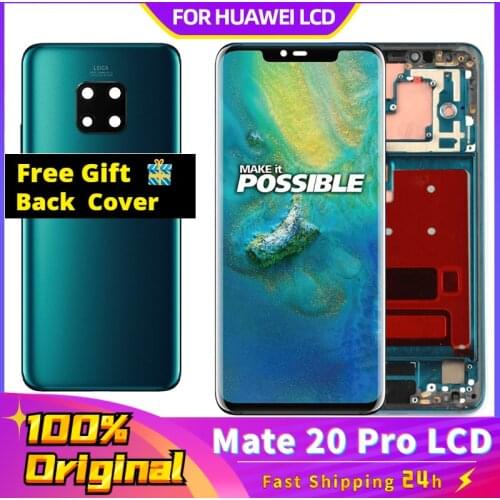 Original Display with Frame Replacement for Huawei Mate 20 Pro LCD Touch Screen Digitizer Assembly Repair parts + Back cover