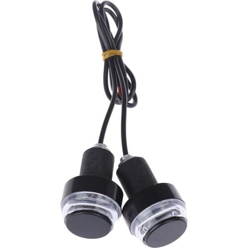 2 stuks Wit Geel Flasher Handgreep Bar Blinker Side Marker Lamp DC 12V Motorfiets LED Stuur End Turn signaal Licht