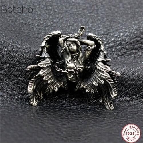 2020 High Detail 100% S925 Sterling Silver colour Andromeda men Pendant Sexy Angel Biker women Pendant Valentines Day present