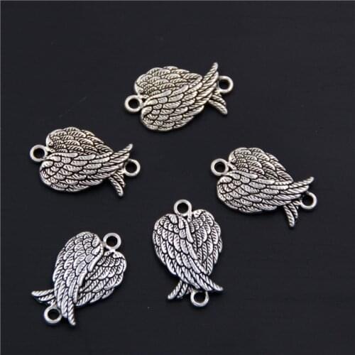 20pcs Tibetan Silver Color Angel Wings Charms Pendants Jewelry Making Diy Handmade A1750