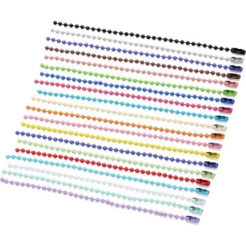 30pcs/lot 2.4mm Colorful Round Ball Bead Chains 12cm Length Dog Tag Bulk Chains with Connector For DIY Necklace Jewelry Findings