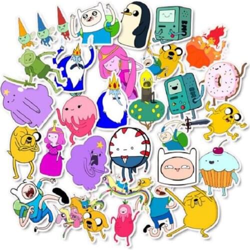 50pcs Adventure Time Cartoon Pvc Waterproof Stickers For Luggage Wall Car Laptop Bicycle Motorcycle Notebook Laptop Toys Sticker