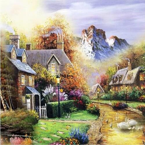 5D DIY Diamond Painting Countryside Scenery Diamond Embroidery picture Rhinestone diamond mosaic Home decor Handmade Gifts