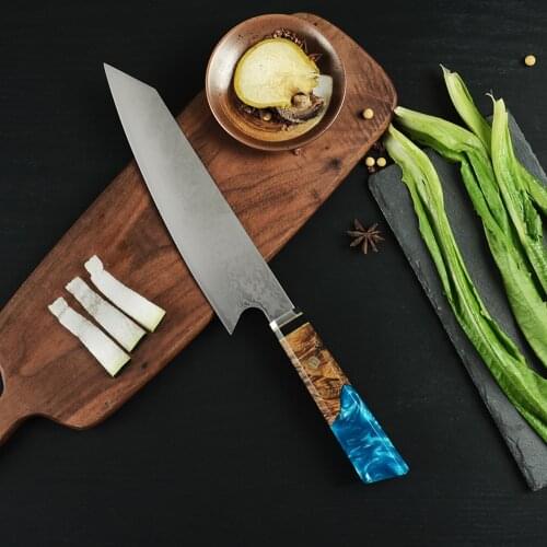 67 Layers Damascus Steel Kitchen Knife Blue Bulb Resin Handle 8-inch Cooking Knife Handmade Knife Japanese Sashimi Chef Knife