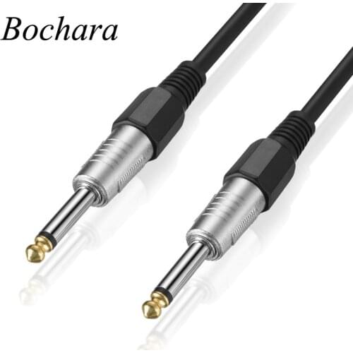 Bochara 1/4'' Jack 6.5mm to 6.5mm Mono Audio Cable Male to Male Foil+Braided Shielded For Amplifier Electric Guitar Mixer