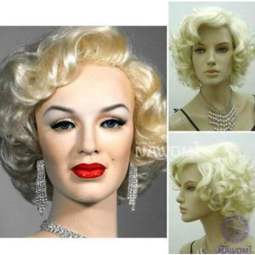 Free Shipping Marilyn Monroe Beautiful Short Blonde Curly Wigs Hair Classic Cosplay Wigs