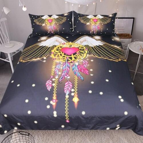 Free shipping owl&sheep skull dreamcatcher bedding set 1pc duvet cover&2pcs pillow cases home textile