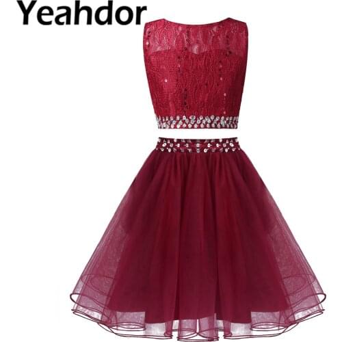 2Pcs Girls Shiny Sequins Outfits Lace Flower Girls Dresses Sleeveless Beaded Sequins Top with Mesh Tutu Skirts Kids Party Gowns