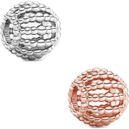 Beaded Openwork Charm Beads for Jewelry Making 925 Sterling Silver Beads for Charms Bracelets Valentine Day 2020 Jewelry Newest